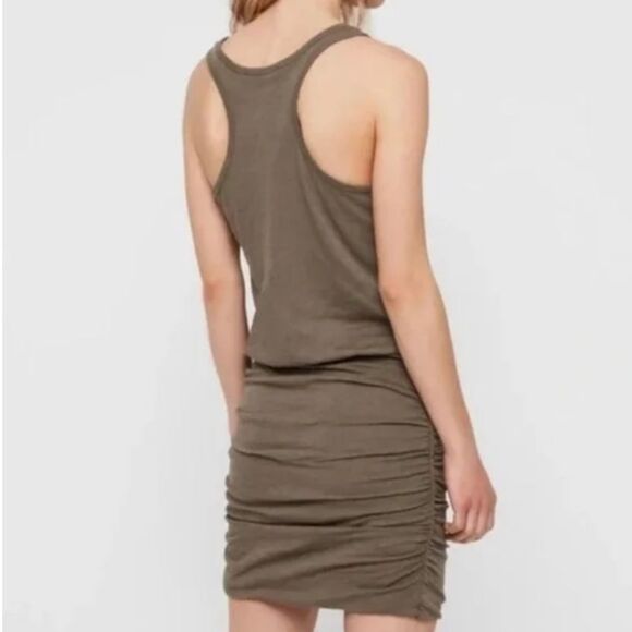 ALLSAINTS Toby Racerback Dress in Khaki Green Women's Size M Minimalist Grunge - Picture 3 of 16